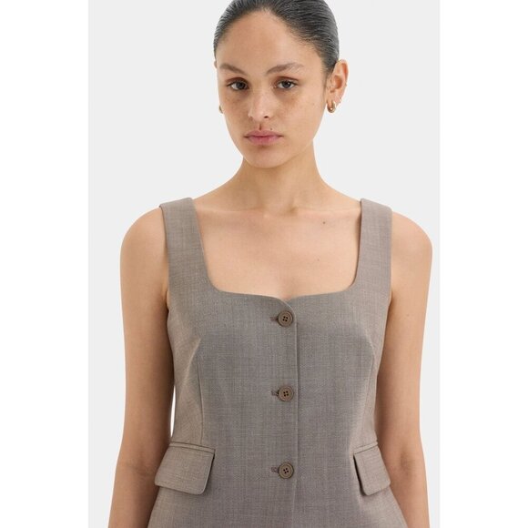 SIR. Leonardo Button Down Bodice Top in taupe 3/L New as-is Womens Sleeveless - Picture 10 of 13